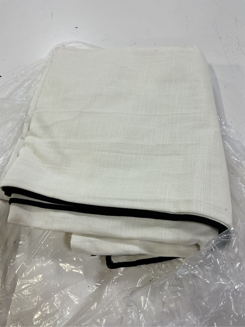 Condition photo showing Good Condition for piped edge cotton curtain, 48x84, ivory/black piping 1  pcs
