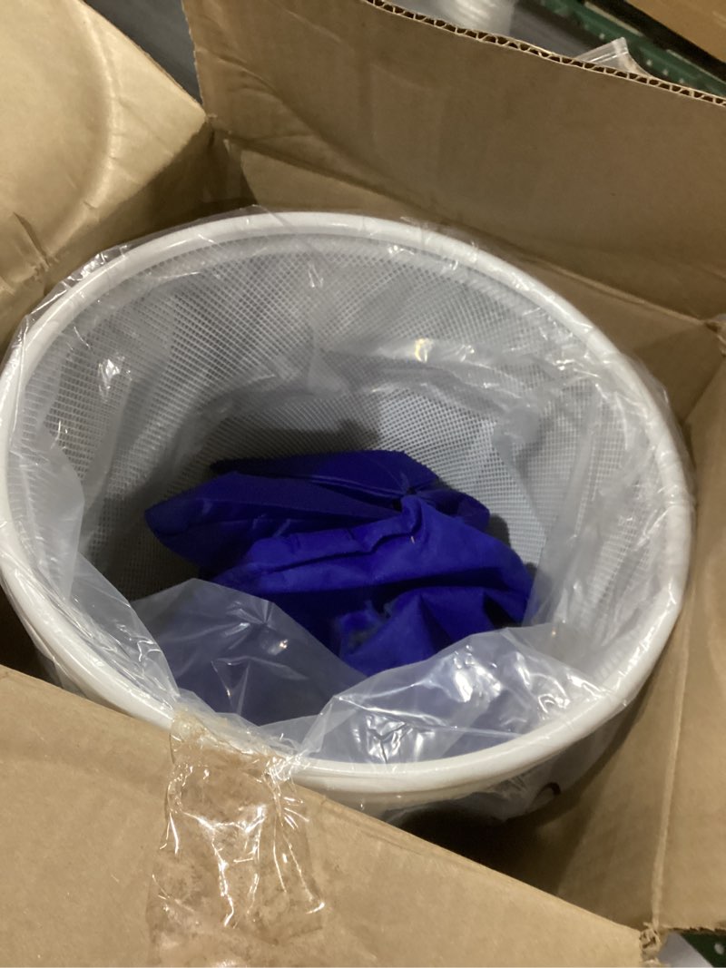 Condition photo showing Good Condition for Seville Classics 2-Pack Steel Mesh Round Trashcan Wastebasket for Trash or Recycle in The Home, Office, or Garage, White, 6 Gallon White 6 Gallon
