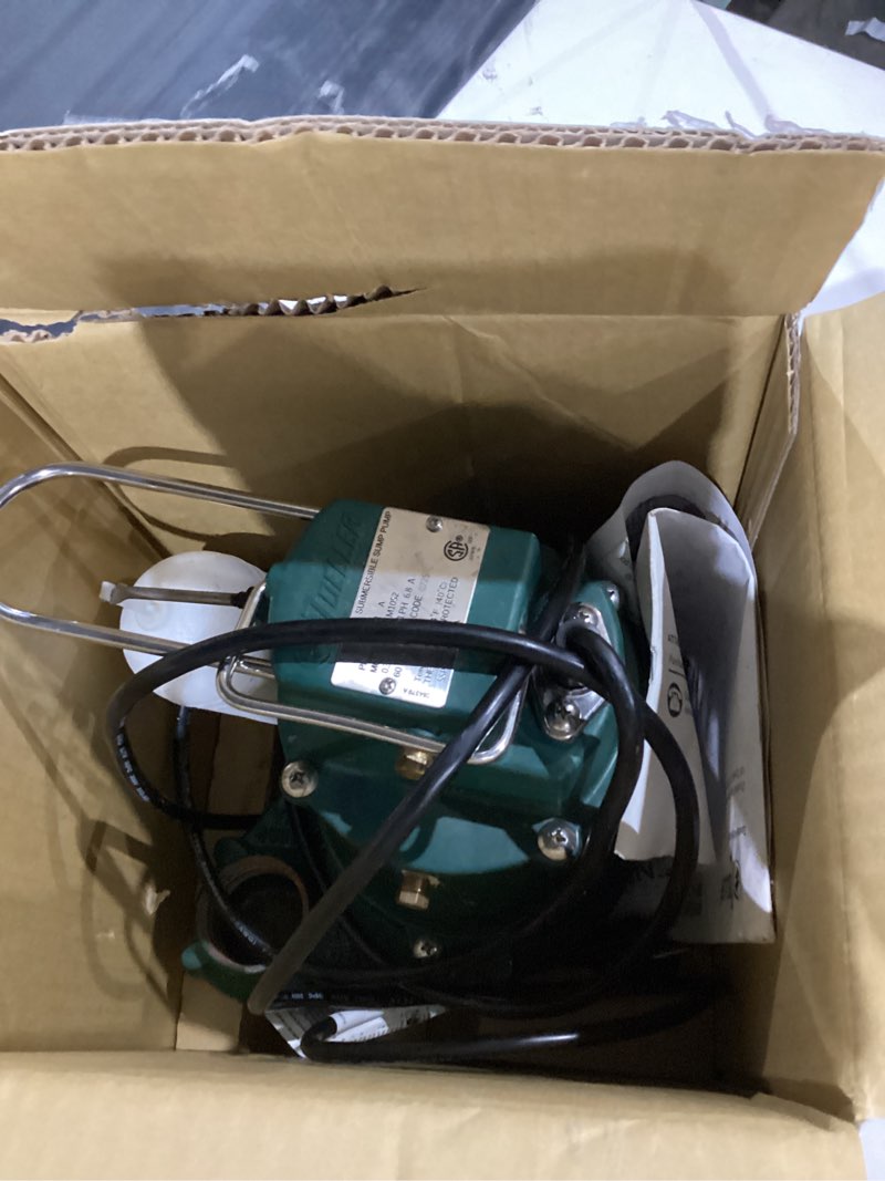 Condition photo showing As Is for zoeller 1/3 hp pro 115v cast iron submersible sump pump