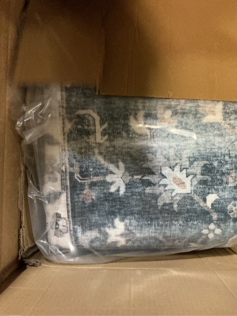Condition photo showing Good Condition for AMADA HOMEFURNISHING 9x12 Washable Area Rug, Low-Profile Large Area Rug with Non-Slip Backing & Durable Edge Binding, Vintage Large Rugs for Living Room, Bedroom & Dinning Room 9' x 12' (Rectangular) Blue