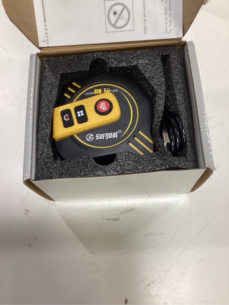Condition photo showing Good Condition for 2-in-1 laser tape measure 262ft – digital measuring tape with lcd display, rechargeable smart tape measure with distance, area & volume measurement, usb charging – construction & diy use red laser tape 16ft+262ft