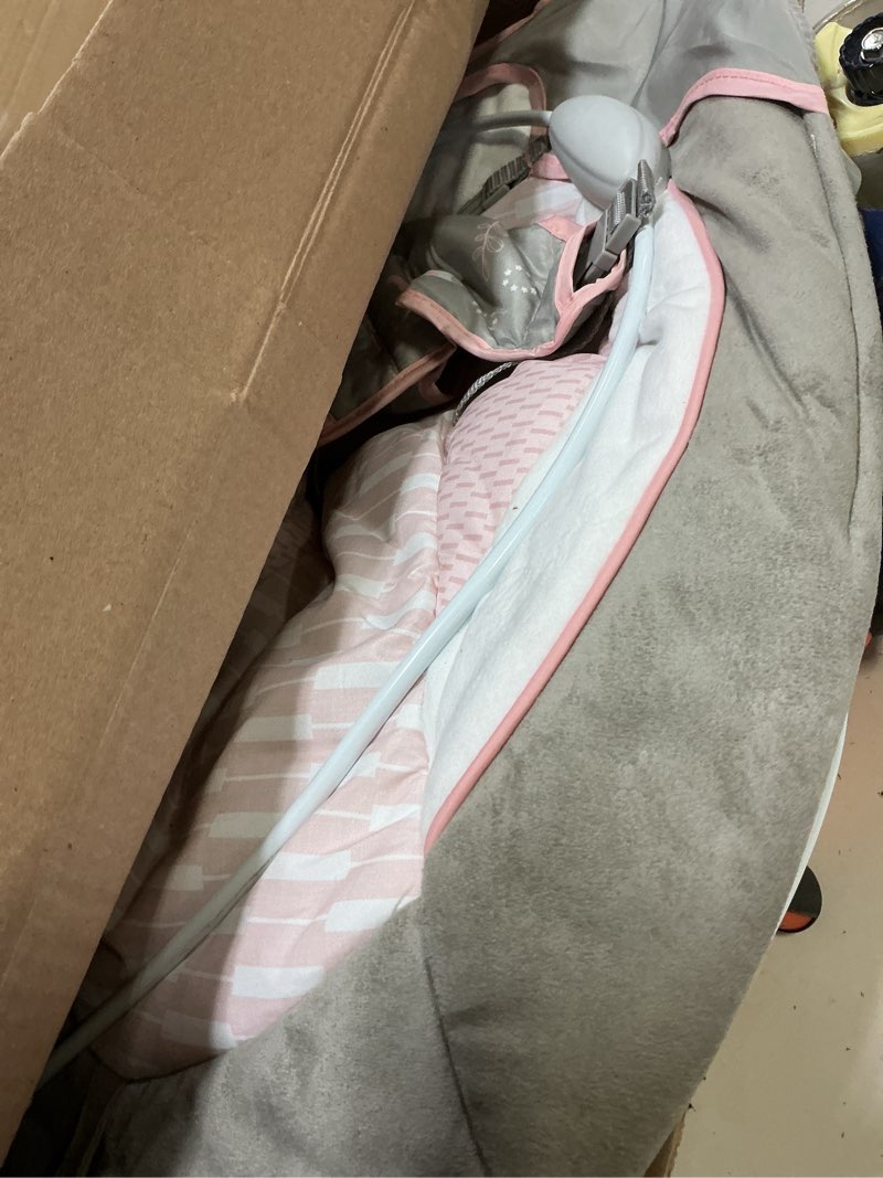 Condition photo showing As Is for ingenuity soothing baby bouncer infant seat with vibrations, -toy bar & sounds, 0-6 months up to 20 lbs (pink flora the unicorn)