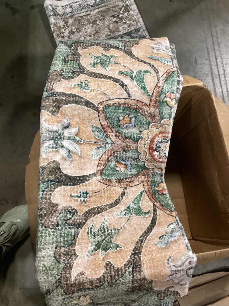 Condition photo showing Good Condition for releany washable area rug, 6'x8', beige/blue/orange | non-slip, water repellent, pet friendly, easy to clean, vintage floral boho decor for living room bedroom dining room office