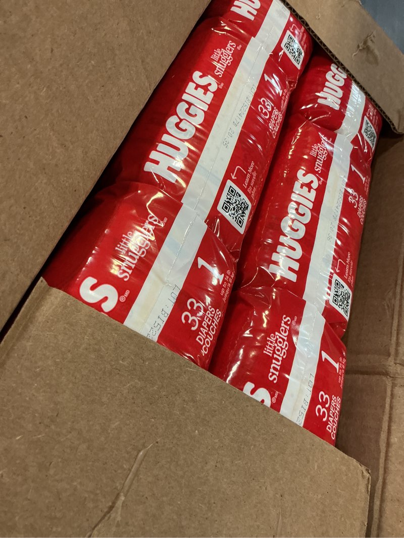 Condition photo showing Good Condition for huggies size 1 diapers, little snugglers diapers, size 1 (8-14 lbs), 198 count (6 packs of 33), packaging may vary
