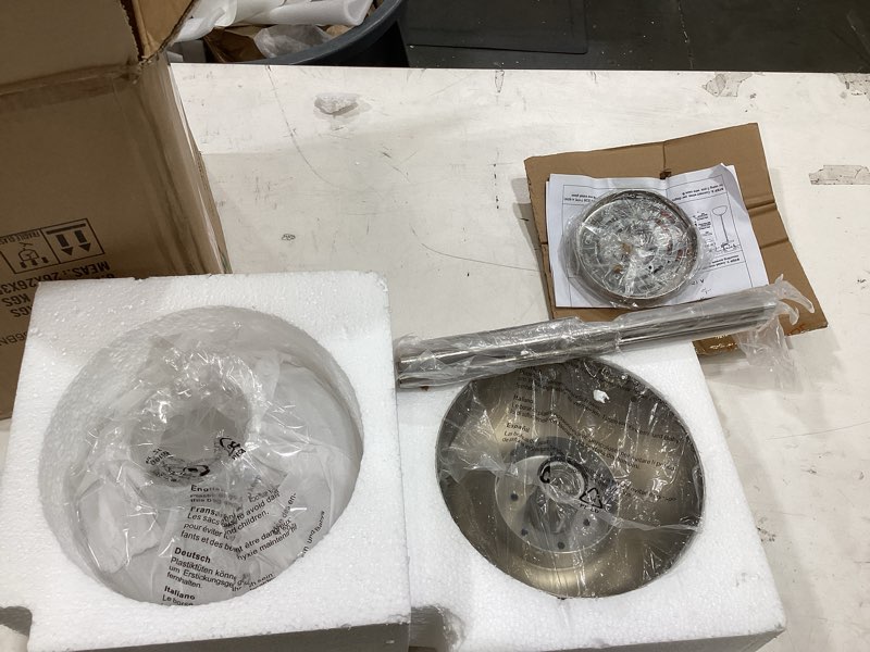 Condition photo showing Good Condition for lms modern 1-light pendant light fixtures, brushed nickel kitchen island pendant light fixtures with clear globe glass, adjustable hanging rod ceiling light for dining room bathroom, lms-186bnc silver 8" clear glass, 1 pack