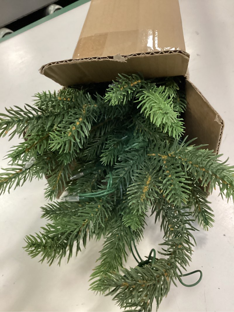 Condition photo showing Good Condition for 2 ft Mini Christmas Trees with 25 F5 LED Lights, 24" Decorated Burlap Artificial Tabletop Christmas Trees Home Party Decoration for Kitchen Dining Room Window Green White