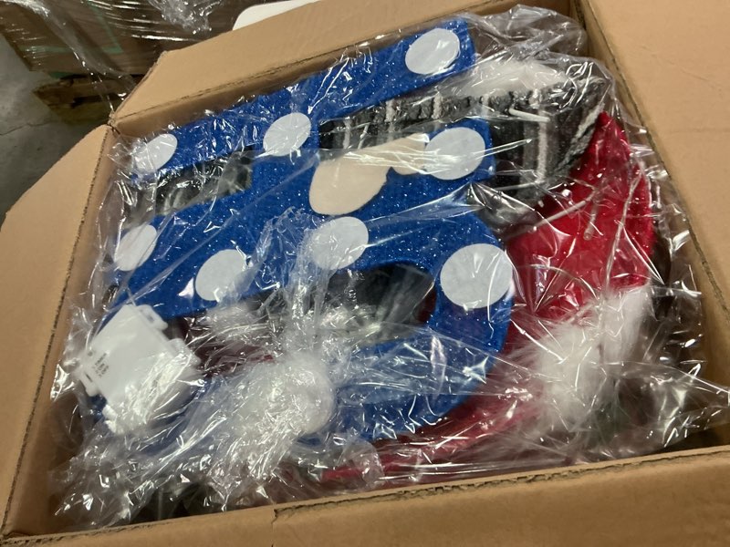 Condition photo showing Good Condition for MUMTOP Gnome Lighted Outdoor Christmas Decorations, 3 Pack Tinsel Gnomes Yard Stakes Indoor Lighted Holiday Displays, 30 Inch Light Up Ho Ho Ho Gnome Decoration for Porch, Yard, Home Decor Gift Multi