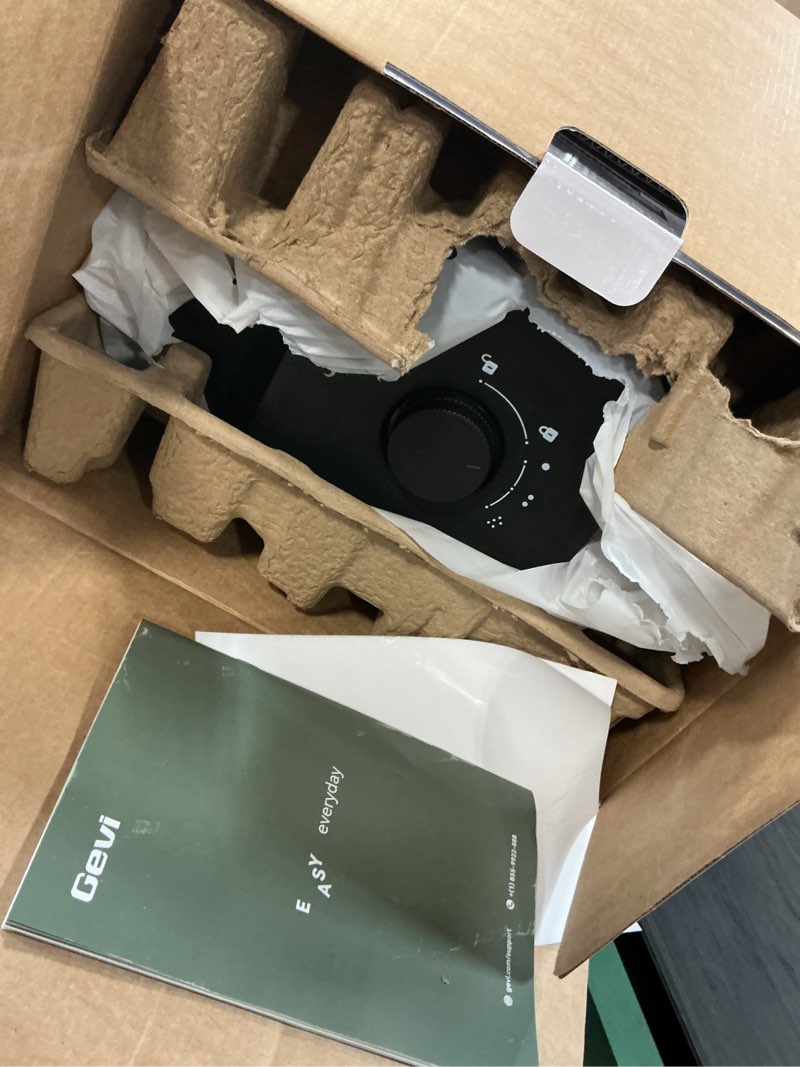 Condition photo showing As Is for gevi 10 cup drip coffee maker with built-in grinder, grind ? brew burr combo coffee machine with touch screen, programmable, 4-hour warm plate, permanent filter, coffee carafe 10.7"d x 7.9"w x 17.8"h