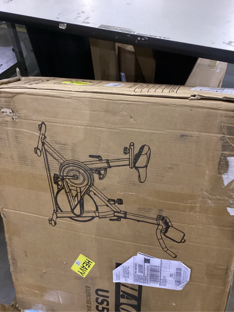 Condition photo showing New/Like New for CHAOKE Exercise Bike, Quiet Adjustable Magnetic Stationary Bike for Home Cardio with App Compatible, 350LB Weight Capacity Indoor Cycling Bike with Large Seat, Dumbbell Rack, Pull Cords & LCD Display Newly Upgraded Magnetic + App Compatible -Black Blue