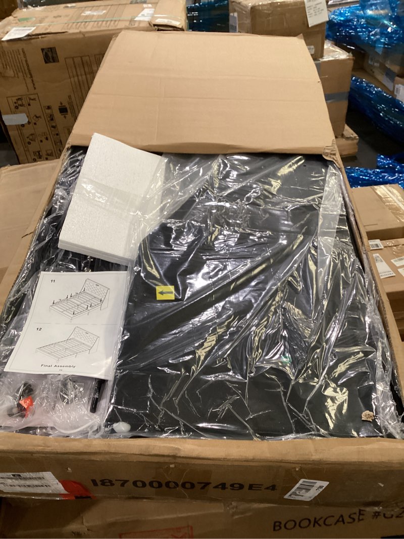 Condition photo showing New/Like New for feonase full size bed frame with luxury wingback and fast charging station,full upholstered button t