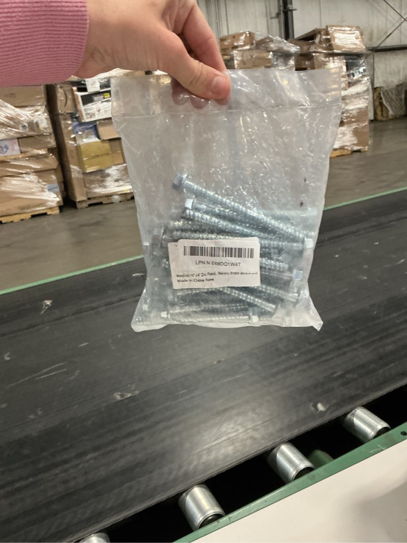 Condition photo showing New/Like New for wensilon 5/16" x 4" zinc plated large diameter concrete screw actual thickness 3/8"(10mm) for anchoring to masonry, brick or block (30 pcs) 5/16" x 4" white 30