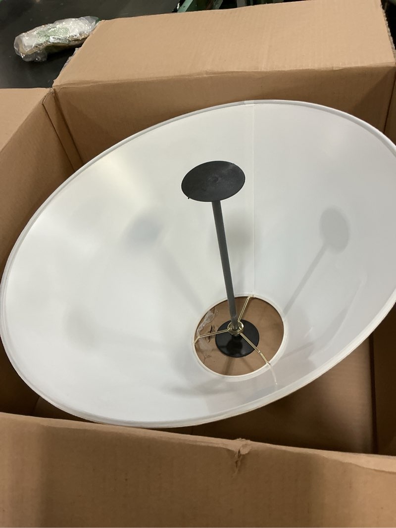 Condition photo showing Good Condition for aspen creative 32206a hardback empire spider lamp shade in white, 6" top x 19" bottom x 12" slant height