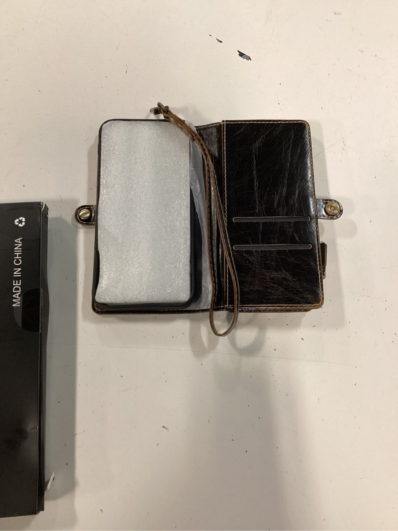 Condition photo showing Good Condition for defencase compatible with iphone 13 pro case wallet with rfid blocking card holder for women men, soft pu leather magnetic snap flip zipper strap wallet phone case fit for iphone 13 pro 6.1", coffee