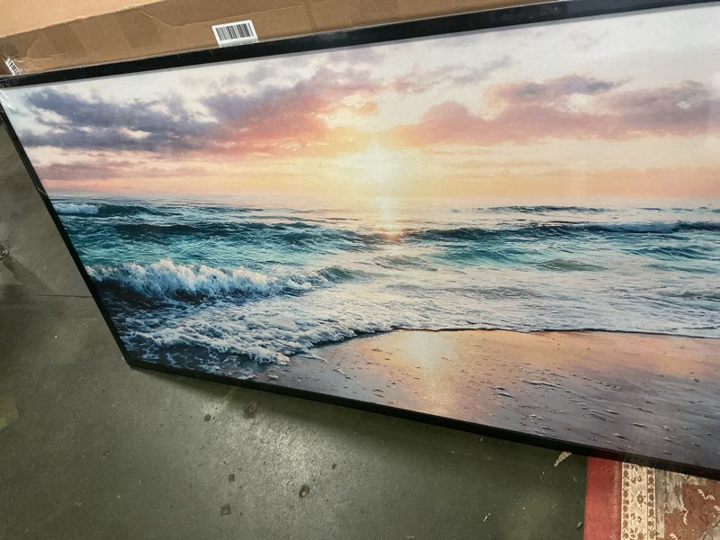 Condition photo showing Good Condition for Large Beach Wall Art for Living Room Ocean Sunset Pictures Waves Big Wall Decor Coastal Canvas Print Paintings Home Framed Artwork Decoration Gifts for Bedroom Office 30"x60" Beach Ocean 60L"×30W"