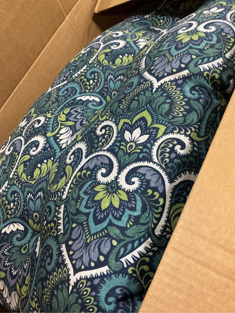 Condition photo showing Good Condition for arden outdoor plush modern tufted chaise cushion, 76 x 22, rain-proof, fade resistant, tufted cushion for chaise lounger sapphire aurora blue damask