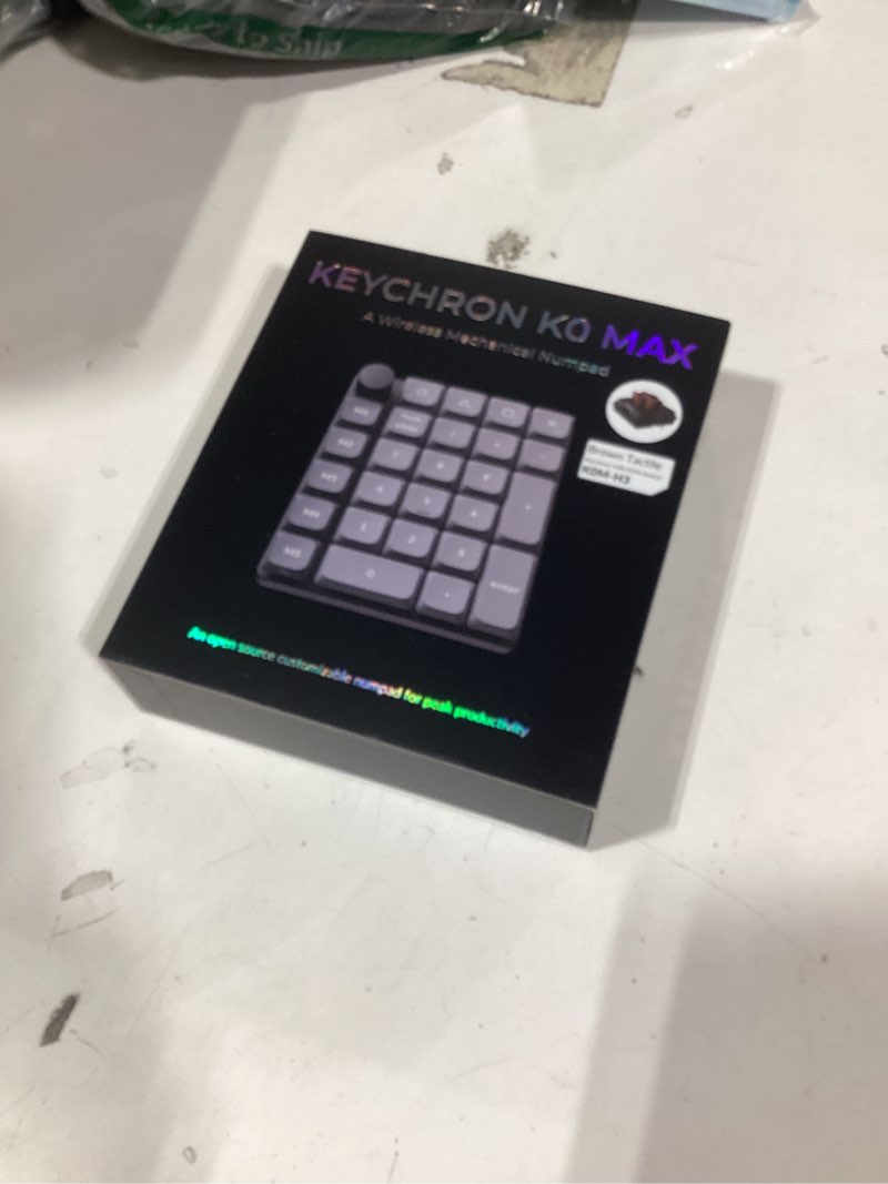 Condition photo showing New/Like New for keychron k0 max wireless low-profile number pad, qmk/via programmable, hot-swappable brown switch, rgb backlit, 2.4ghz & bluetooth 5.3, 1000hz polling rate, with knob, for windows/mac