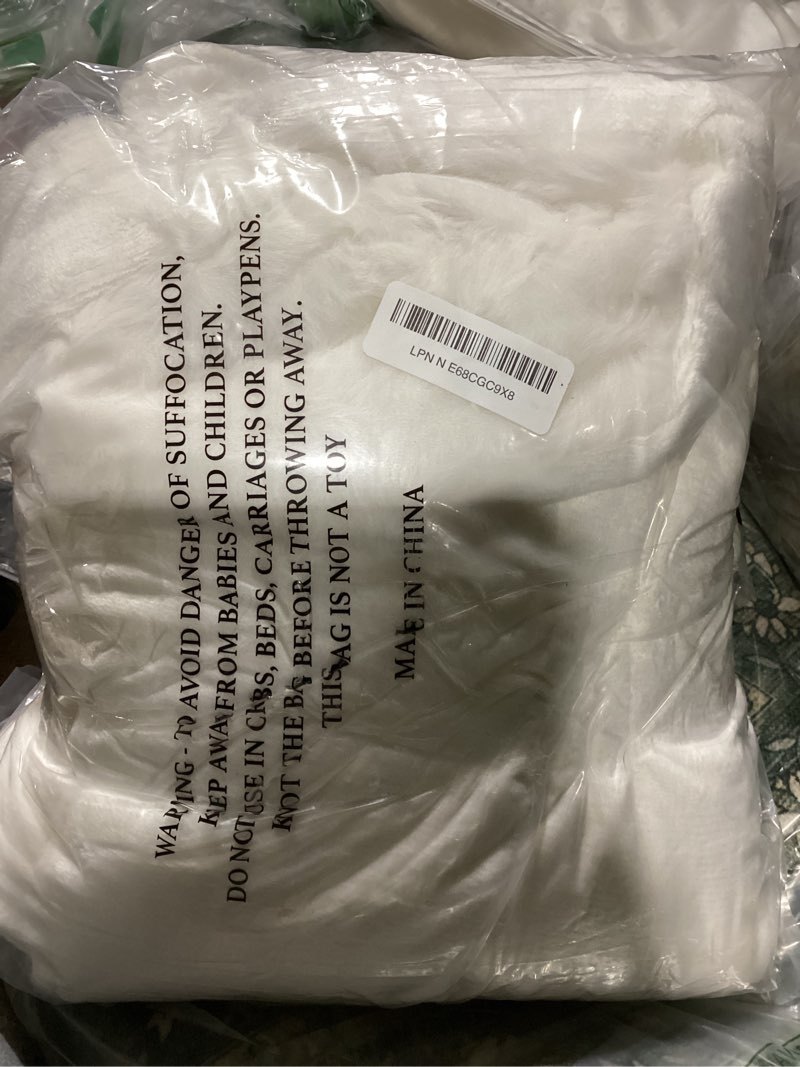 Condition photo showing New/Like New for smoofy faux fur throw blanket for couch – cream white fluffy cozy rabbit fleece, plush soft bubble blanket for sofa & bed, for mom, warm fuzzy home room decor throw 50" x 60" cream throw(50" x 60")