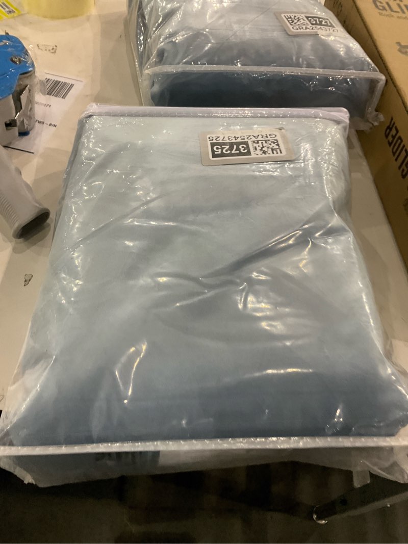Condition photo showing New/Like New for Roy Lei Super Soft Luxury Velvet Curtains for Living Room Light Blocking Velvet Curtain Panels Privacy Grommet Window Drapes for Bedroom/Sliding Glass Door, 2 Panels (Baby Blue, 52W*72L) 52"W x 72"L (Pack of 2) Baby Blue