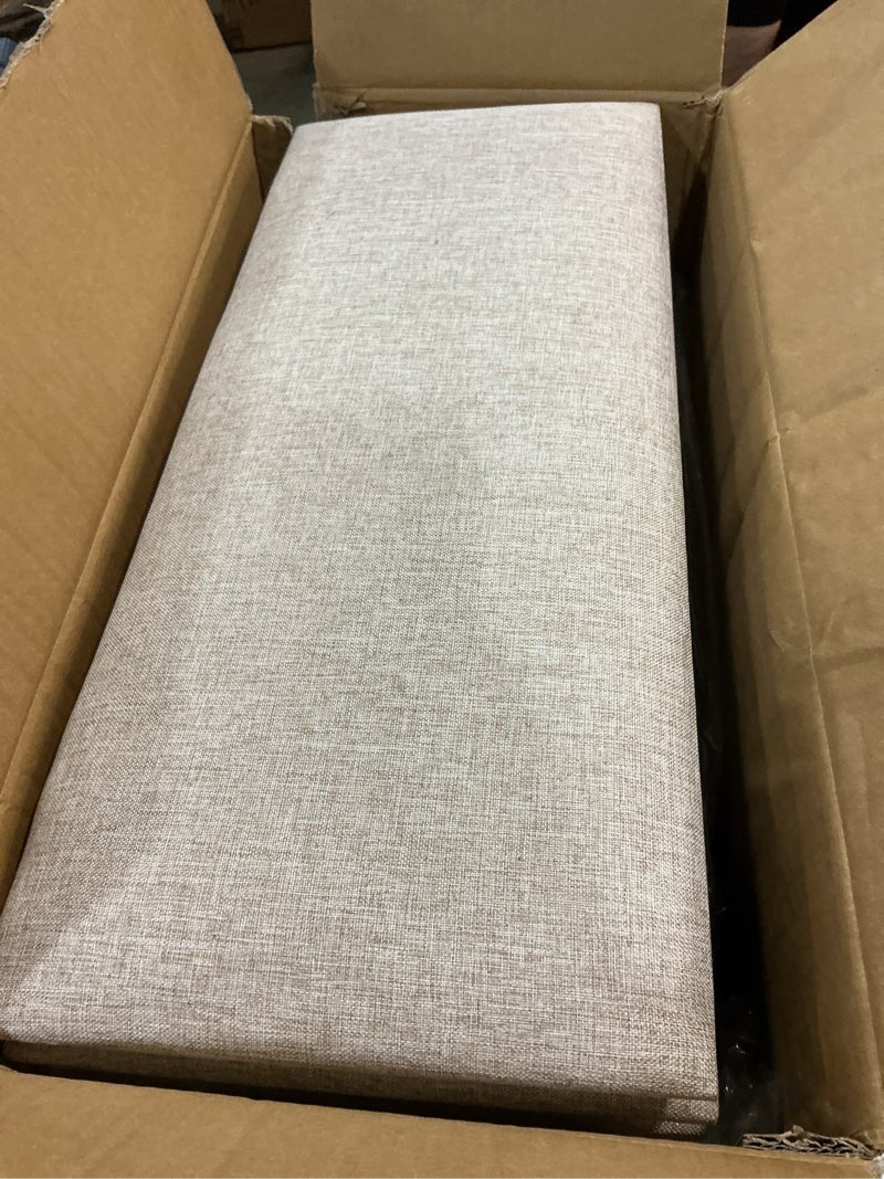 Condition photo showing Good Condition for ifnow upholstered wall mounted headboard, 3d soundproof wall panels peel and stick for queen size, reusable and removable tufted bed headboard in beige (9 panels, 10\" x 24\") fabric-beige queen