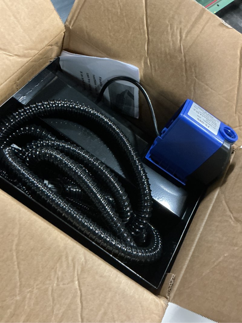 Condition photo showing Good Condition for 11.8inch pond waterfall box with 40w 660gph pump kit, stainless steel spillway, 9.8ft corrugated tubing for outdoor garden ponds and water features