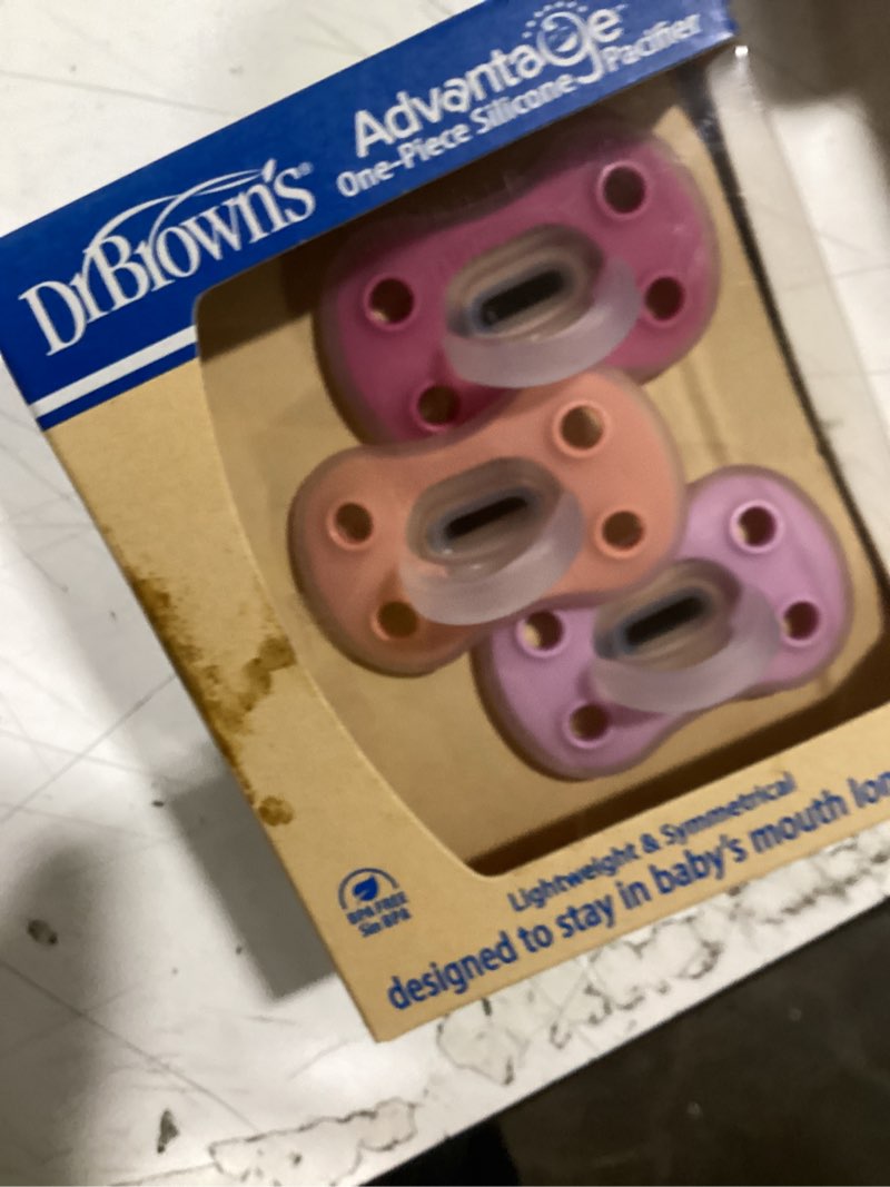 Condition photo showing Good Condition for dr. brown's advantage one-piece silicone baby pacifier, fully symmetrical soother, ecru/light pink/pink, 0-6m, bpa free, 3 pack 3 pack, ecru/light pink/pink