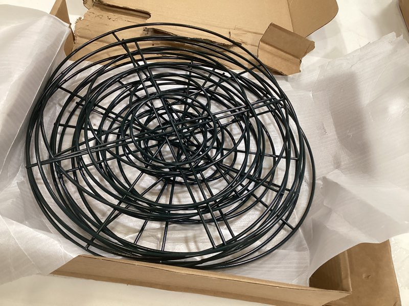 Condition photo showing As Is for dayumkou 8 packpeony cages and supports, 11.5" d x 12" h plant supports for outdoor plants, heavy duty metal peony support cage flower support rings for rose hydrangea strawberry