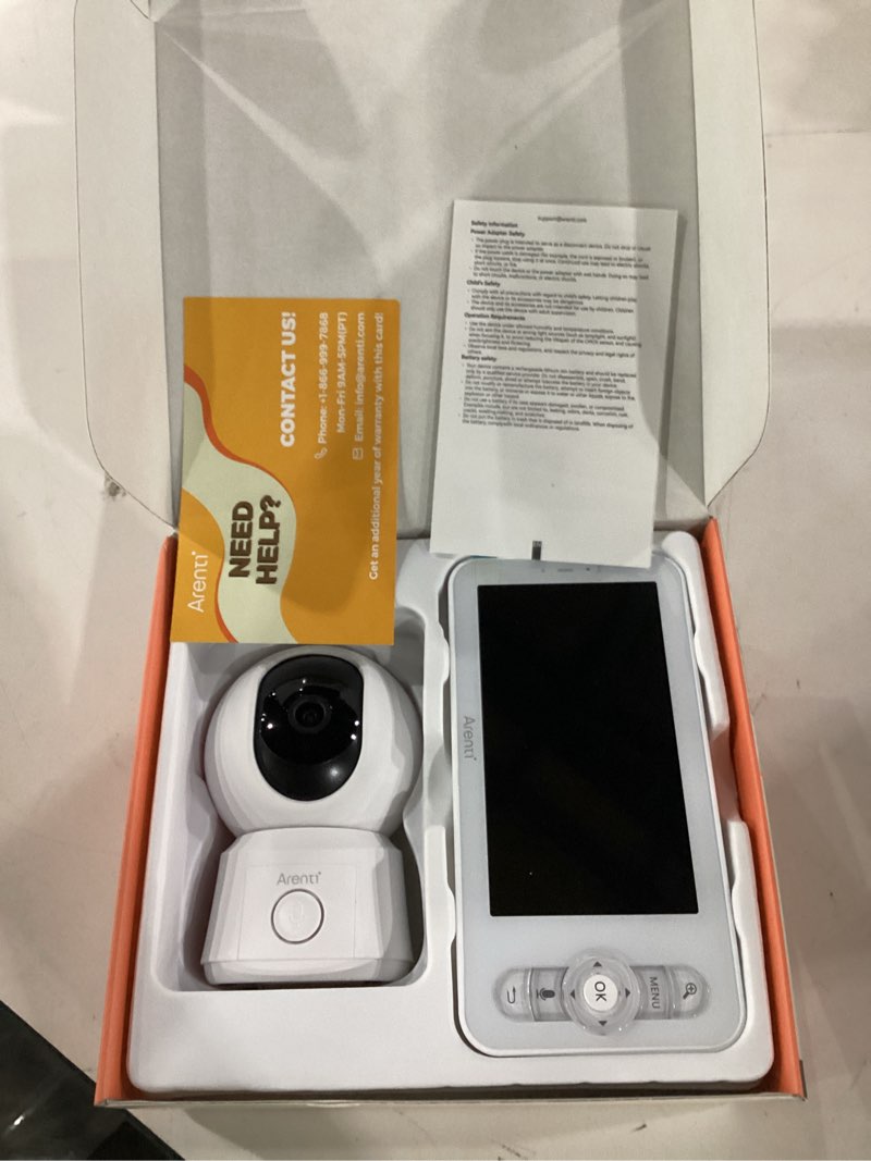 Condition photo showing Good Condition for not tested**** arenti wifi baby camera monitor b2 kit 2026 upgraded, 5-inch wireless display, smartphone app, encrypted connection, lullaby, super night vision, auto tracking, temp sensor, support local storage