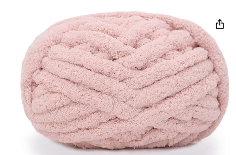 super chunky yarn for hand knitting blanket 4.4lb, soft chenille yarn for crocheting, bulky fluffy yarn for knitting, plush thick jumbo crochet yarn, 4 big pack (49.4yds, 1.1lb each skein) (pink)