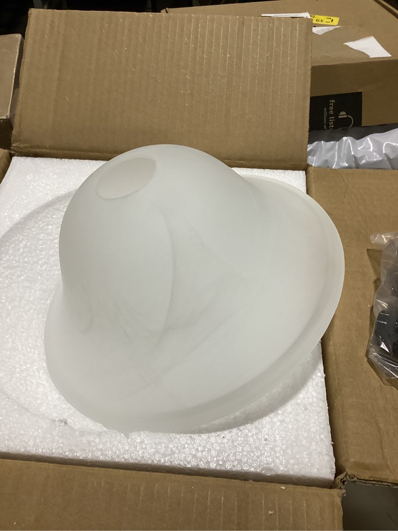 Condition photo showing Good Condition for glass lamp shade replacement with marble veins, shade replacement for torchiere lamp, alabaster glass bowl lampshade for e26 socket, creates soft light & warm ambiance, e26 socket included