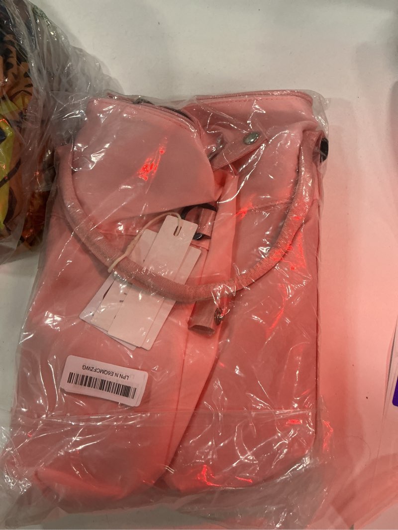 Condition photo showing New/Like New for travel bag-kids gift, tween girls trendy stuff initial travel duffel bag, teenage weekender bag, kids overnight bag,birthday gifts personalized preppy gifts for girls (letter m) pink m*
