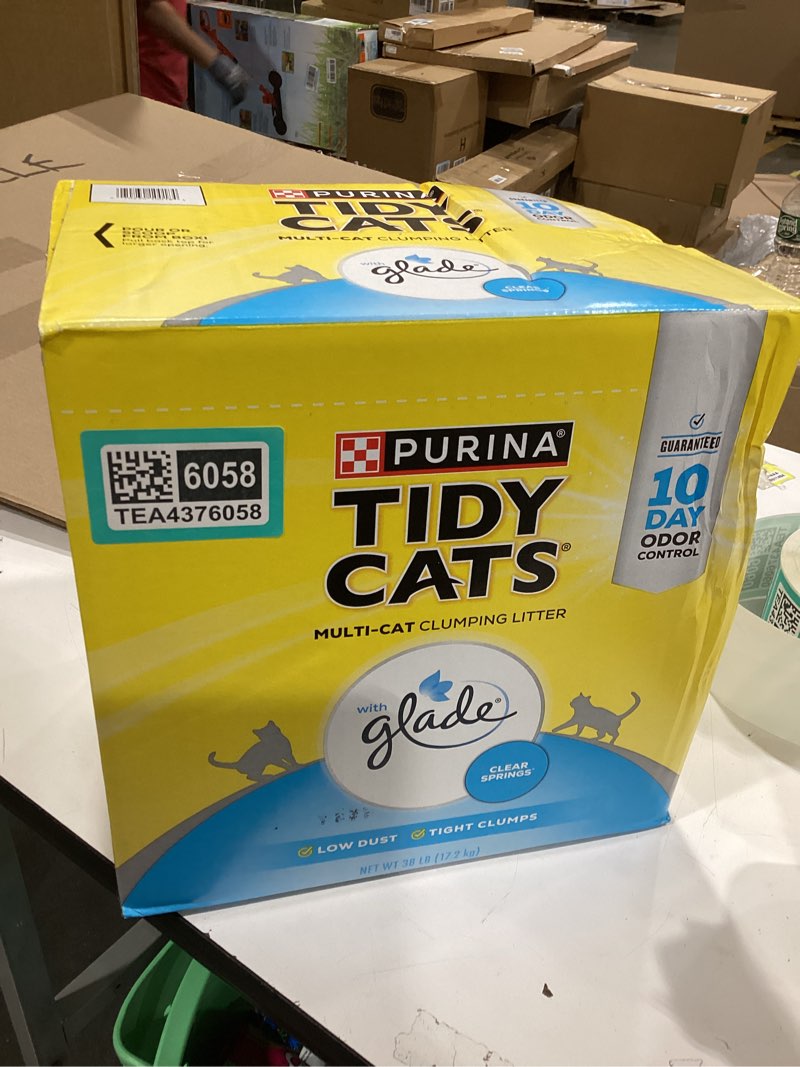 Condition photo showing New/Like New for purina tidy cats clumping multi cat litter, glade clear springs - 38 lb. box 38 pound (pack of 1)