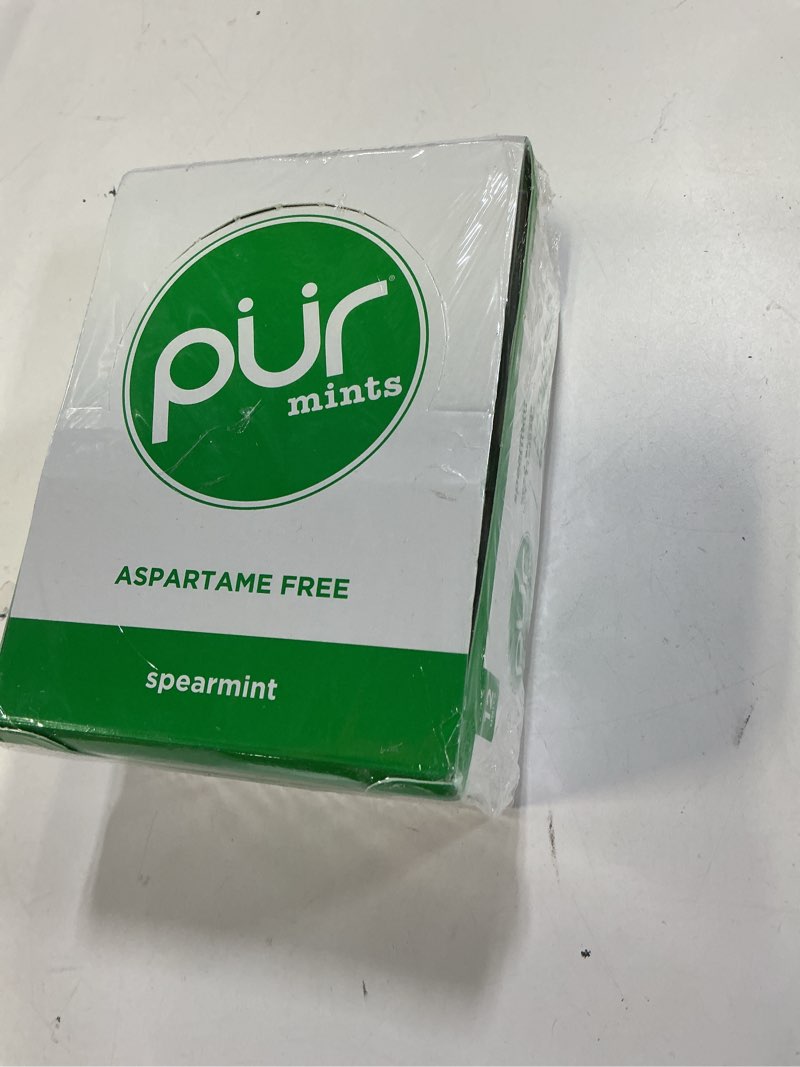 Condition photo showing New/Like New for (Bb:au.20.2026)PUR Mints | Aspartame-Free | Made with Xylitol | Sugar-Free, Vegan, Gluten-Free & Keto Friendly | Natural Spearmint Flavor, 30 Pieces (Pack of 12) Spearmint 30 Count (Pack of 12)