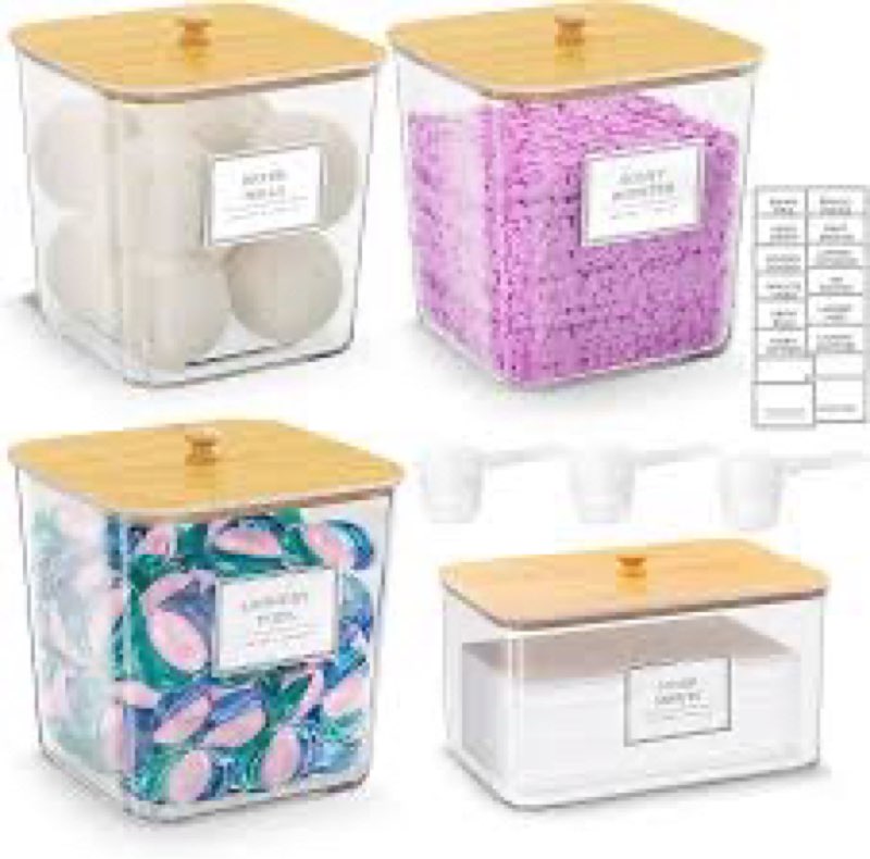 HomePekite Laundry Pods Storage Container, Clear Laundry Room Organization and Storage ,Detergent Po