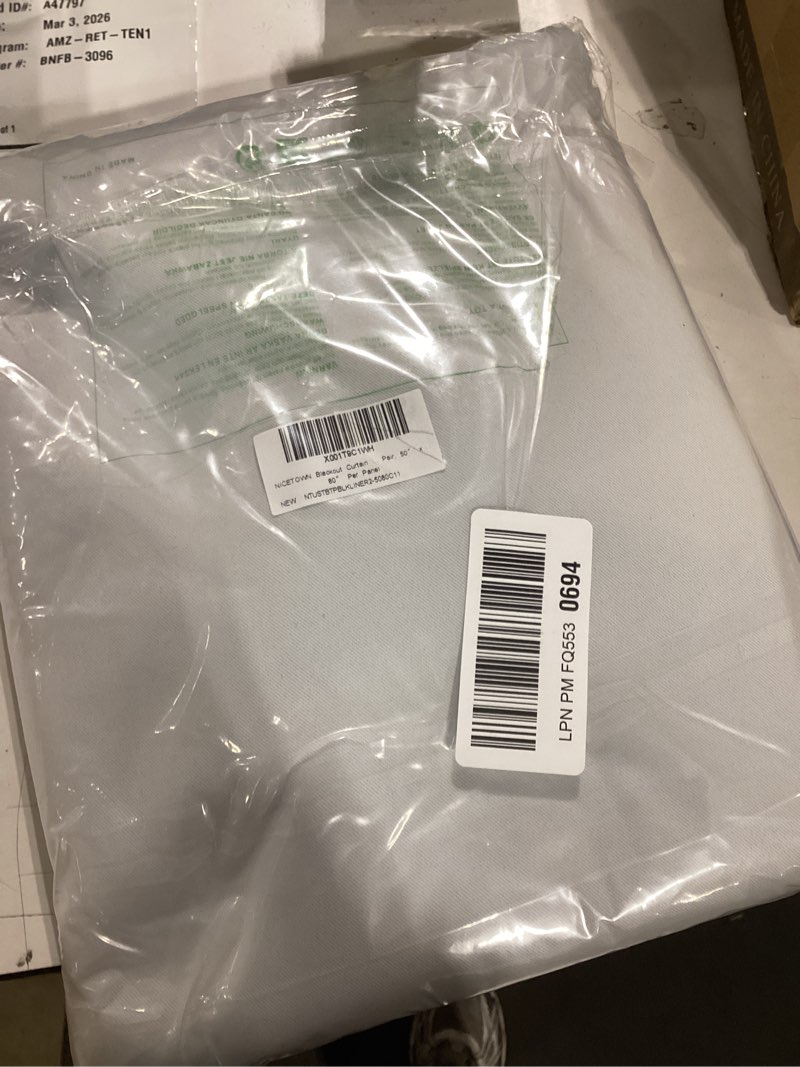 Condition photo showing Good Condition for NICETOWN Blackout Curtain Liners for Sheer Curtains, Cold Heat Light Noise Blocking Liners with Rings: Easy to Open and Closed, Thermal Liners for 84 inches Long Curtains, 1 Pair, 50" x 80" Per Panel 50"W x 80"L (Pack of 2) Platinum White