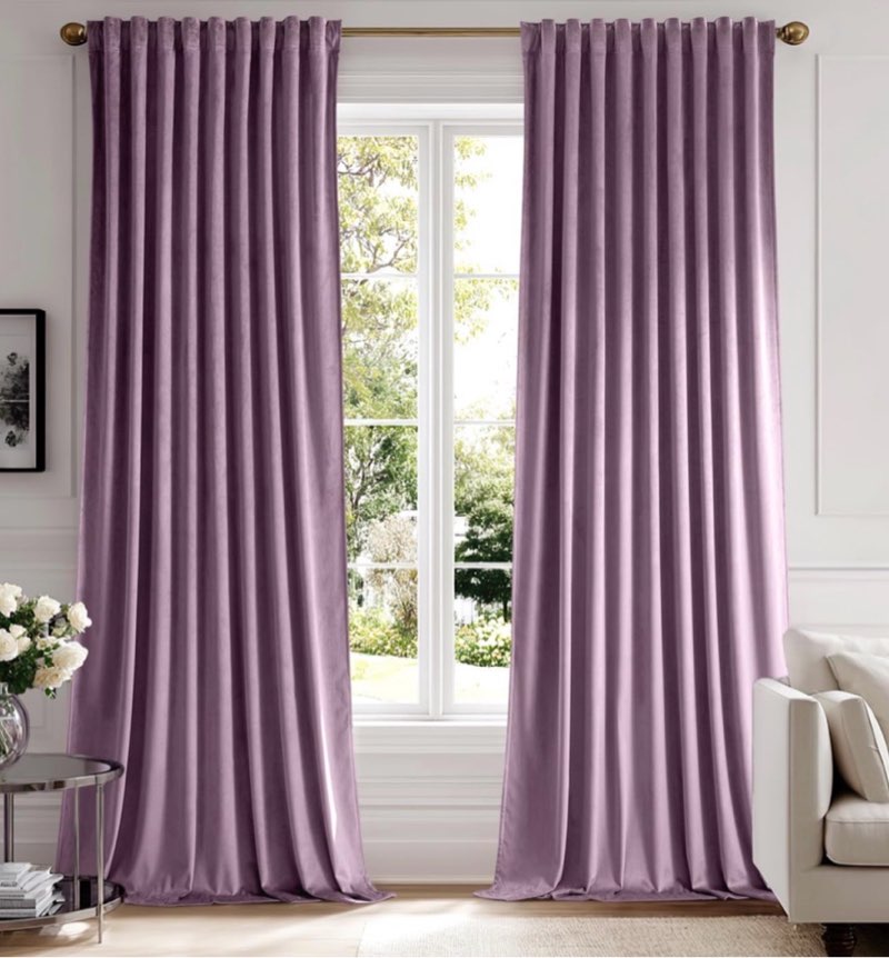 MIULEE Lavender Velvet Curtains 90 inches - Luxury Blackout Curtains for Bedroom Living Room Thermal