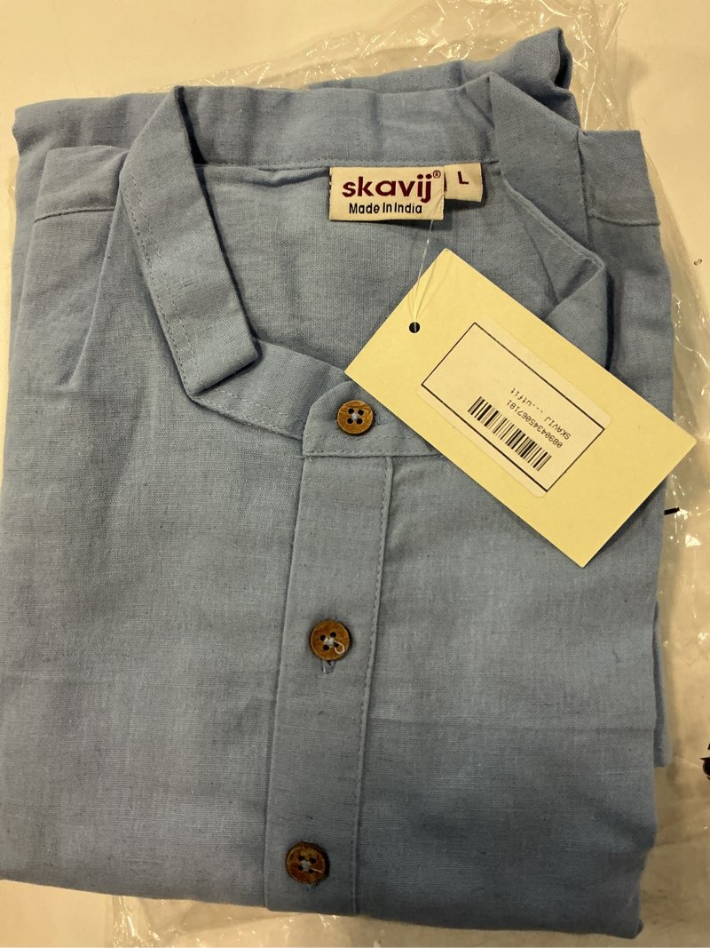 Condition photo showing New/Like New for skavij men's cotton kurta long sleeve casual henley shirt.size l