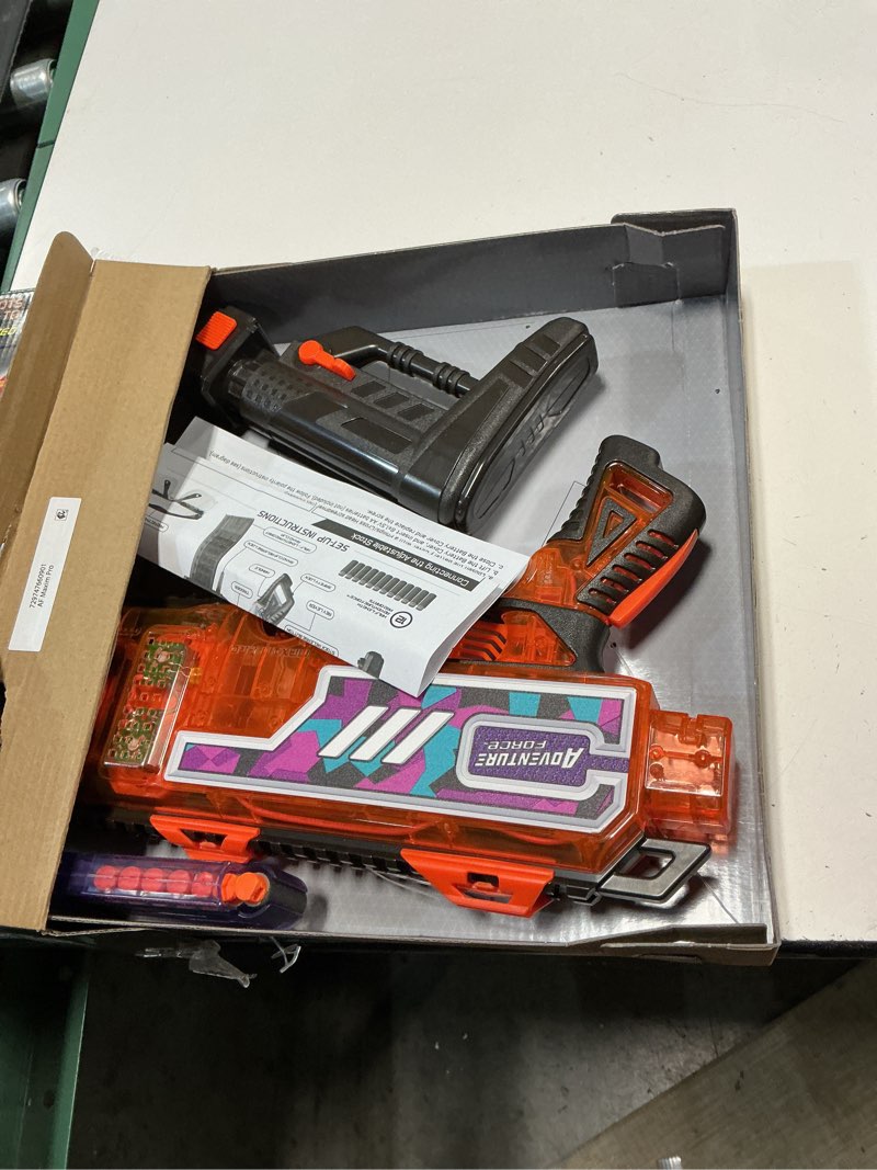 Condition photo showing As Is for adventure force tactical strike maxim pro flywheel motorized foam dart blaster with 15 half-length pro darts and protective eyewear, 14+