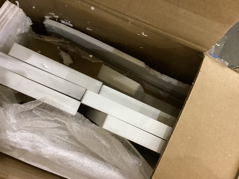 Condition photo showing As Is for Sweetcrispy 7 Drawer Chest Mobile Storage Cabinets Wooden Dresser with Wheels Room Organization Furniture for Office, Pure White White 15.8"D x 18.7"W x 34.3"H (7 Drawers)