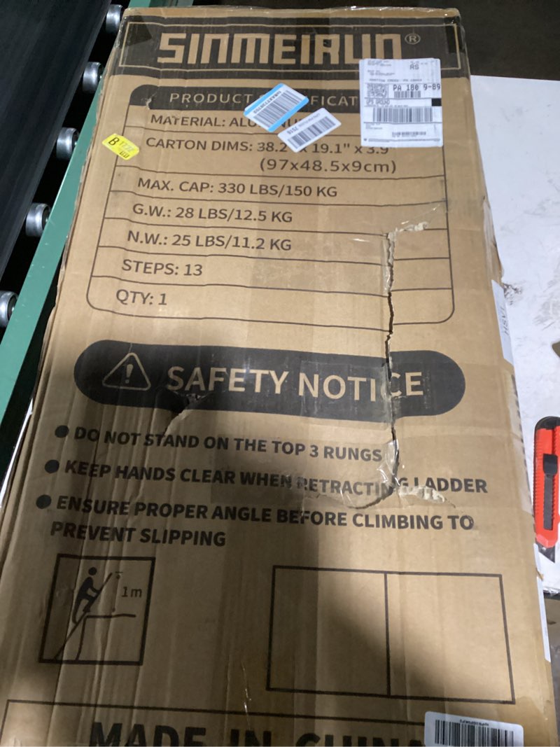 Condition photo showing Good Condition for 16.5 ft telescoping ladder, aluminum extension ladder, 330 lbs load capacity, multi-purpose collapsible ladder for home and work; orange orange 16.5 ft