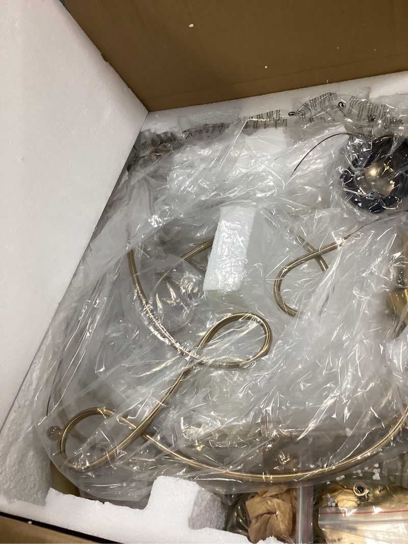 Condition photo showing New/Like New for 6-Light Modern Chandelier 36.6" Brass Candle Chandeliers Metal Gold Pendant Light Fixture for Dining Room Living Room Kitchen Island Foyer Entryway, E12 Base