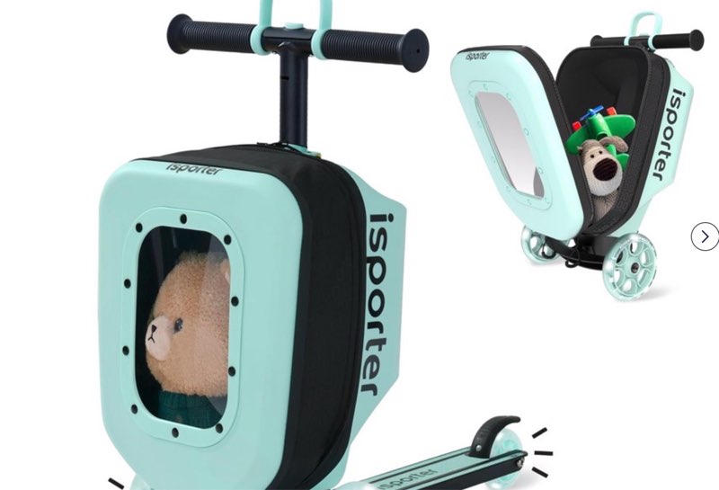 isporter luggage scooters for kids 2-5 or 3-5 | toddler scooter with suitcase for boys and girls 2 year old and up | foldable and height adjustable, 110lbs max