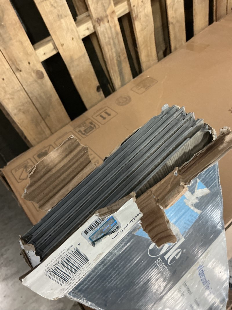Condition photo showing As Is for 5k+ bought last week style selections ashen oak 12-mil x 7-in w x 48-in l waterproof luxury vinyl plank flooring