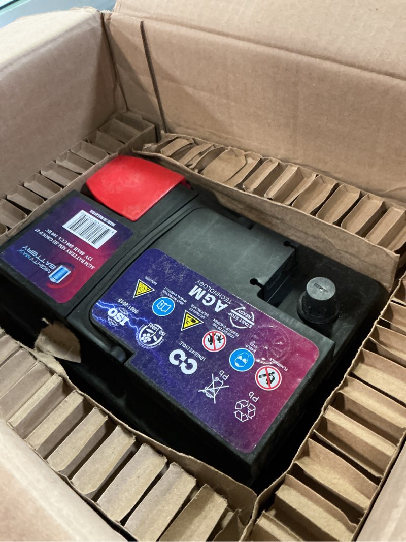 Condition photo showing As Is for mighty max battery mm-h5 start and stop car bci group size 47 12v 60 ah, 100rc, 680 cca rechargeable agm car battery group 47