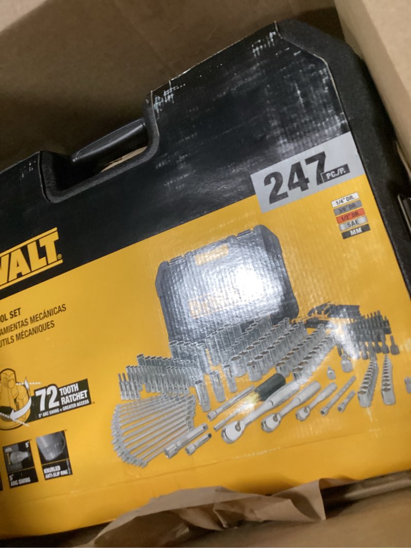 Condition photo showing Good Condition for DEWALT Mechanic Tool Set, 247-Piece, 1/4 in., 3/8 in. and 1/2 in. Drive, SAE, Ratchets, Sockets, Hex Keys, Combination Wrenches, Polish Chrome Finish (DWMT81535)