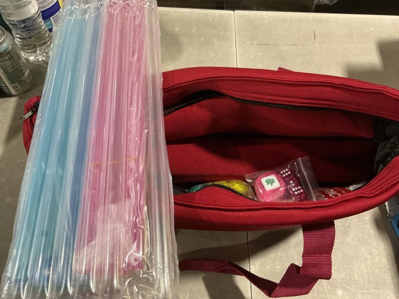 Condition photo showing Good Condition for zgme american mahjong set,166 white tiles with red bag and accessories,4 all-in-one mahjong racks with pushers,complete western mahjong set