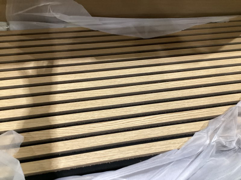 Condition photo showing Good Condition for Art3d 2 Wood Slat Acoustic Panels for Wall and Ceiling - 3D Fluted Sound Absorbing Panel with Wood Finish - Oak 2pcs - 47.2?23.6in. Oak