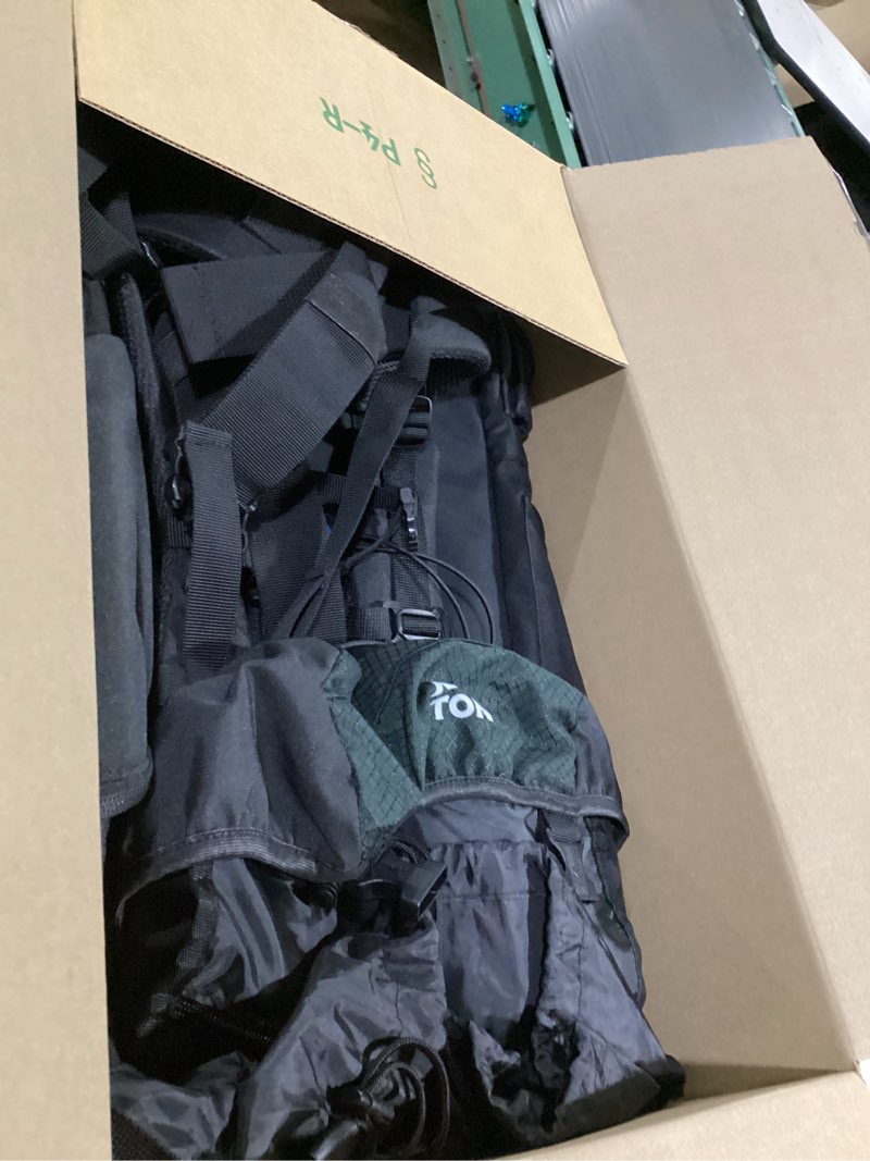 Condition photo showing Good Condition for teton 65l scout internal frame backpack for hiking, camping, backpacking, travel, rain cover included, black black 65l