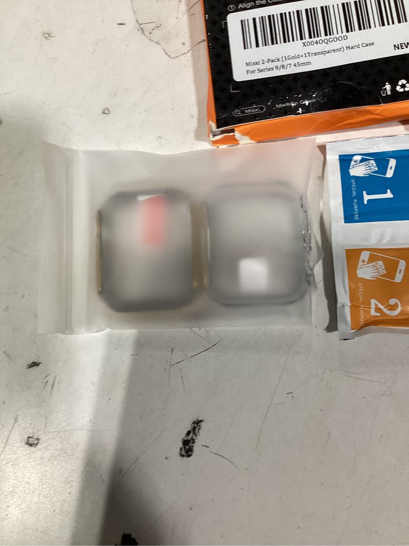 misxi 2 pack tempered glass case compatible for apple watch series 9 series 8 series 7 45mm, hard pc screen protector overall protection scratch-resistant cover for iwatch, 1 gold + 1 transparent 45mm (series 9/8/7) 1 gold + 1 transparent