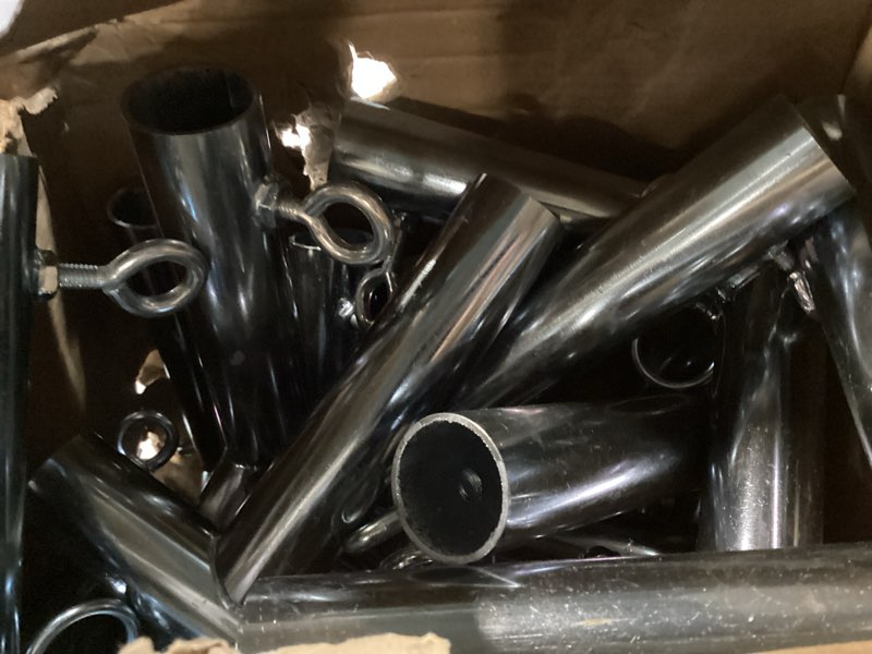 Condition photo showing As Is for blulu 10 pieces 3/4'' golf frame corner kit diy canopy fittings with threaded eye bolts for emt conduit 10' l x 10' w x 10' h practice cages and nets backyard indoor outdoor home, silver