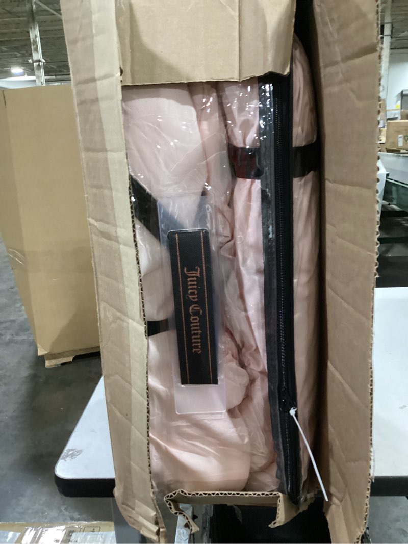 Condition photo showing Good Condition for Juicy Couture Crystal Pink Amelie Velvet Bows Ruched Twin/Twin XL Comforter Set - 2 Piece Stylish Bedding Ensemble Crystal Pink Twin/Twin XL